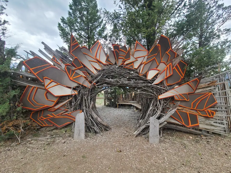 Outdoor installation with geometric forms