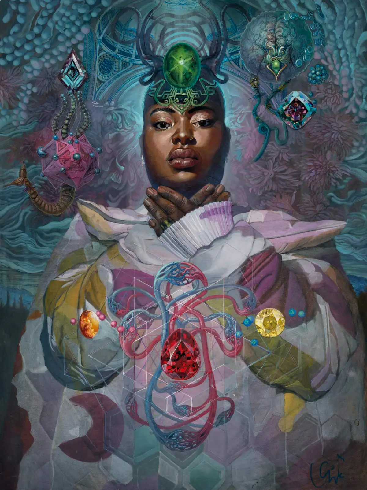 Eclipse of the Son by Adam One — portrait with intricate blue, green and red detail