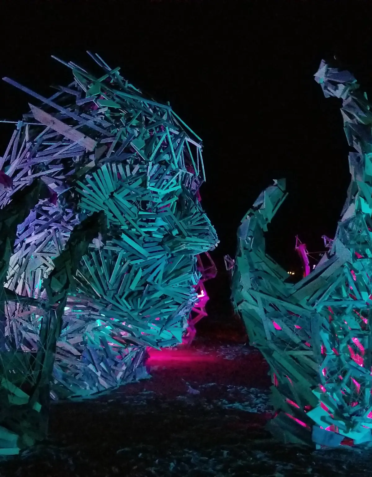 Night-lit sculpture installation